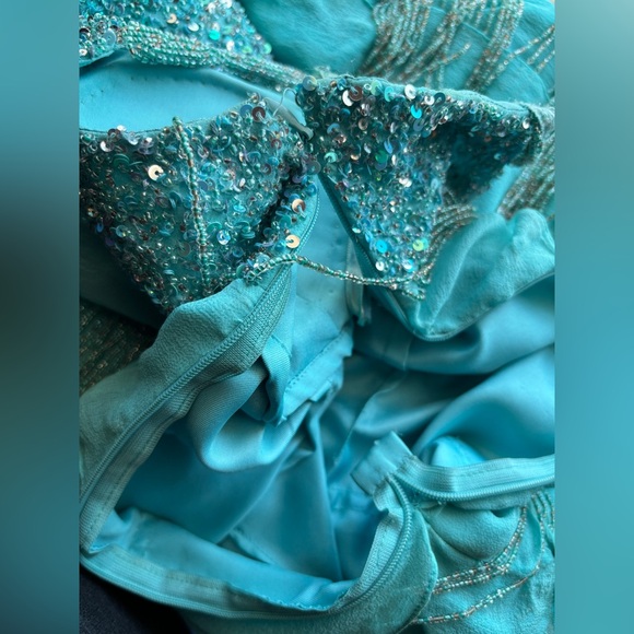 Vtg Scala Beaded Fringe Mini Dress Sz S 100% Silk Sequin Layered Cocktail - Picture 10 of 11